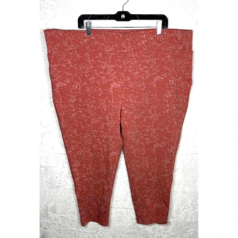 Terra & Sky Women's Core Capri Legging Pant Plus Coral Pink Size 4X 28W-30W NEW